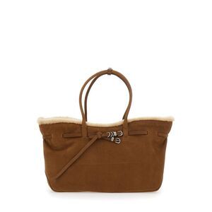 Margesherwood Women Shoulder Bag With Zip Closure In Beige Shearling For Women